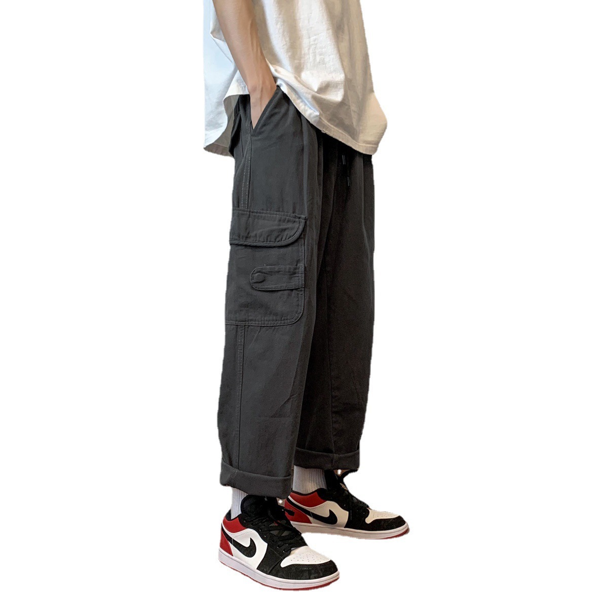 Army Green Work Pants Men's Summer Thin Straight Cityboy Pants Retro  Street Skate Pants