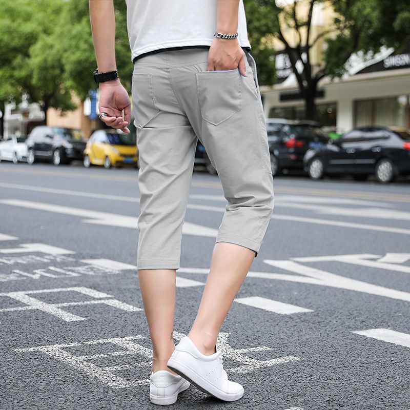 Cropped Pants Men's K-style Trendy 2024 Summer New Five-point Breeches Men's Slim Casual Pants 7-point Men's Shorts