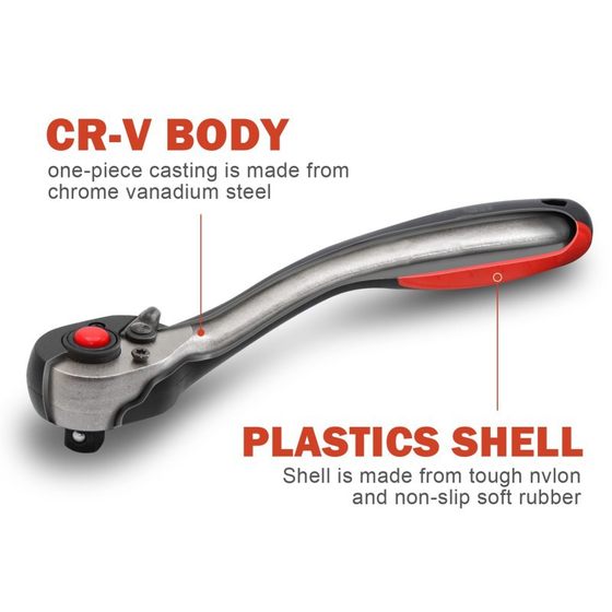 Cross-border hot sale 3-piece 72-tooth curved handle ratchet wrench large, medium and small flying two-way fast socket ratchet wrench