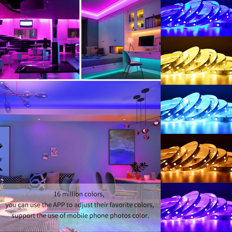 Bluetooth led light strip self-adhesive 5050 colorful rgb atmosphere smart flexible low voltage 12V light bar suit