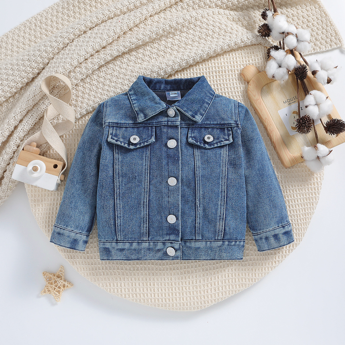 SAMGAMIBABY Cross-border Children's Wear Girls' Sisters Western-style All-match Alphabet Spring and Autumn Children's Denim Coat