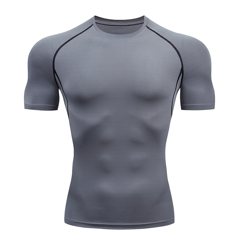 Fitness Wear Men's Sports Tight Short Sleeve Quick Dry Stretch Running T-Shirt Compression Riding Basketball Yoga Wear