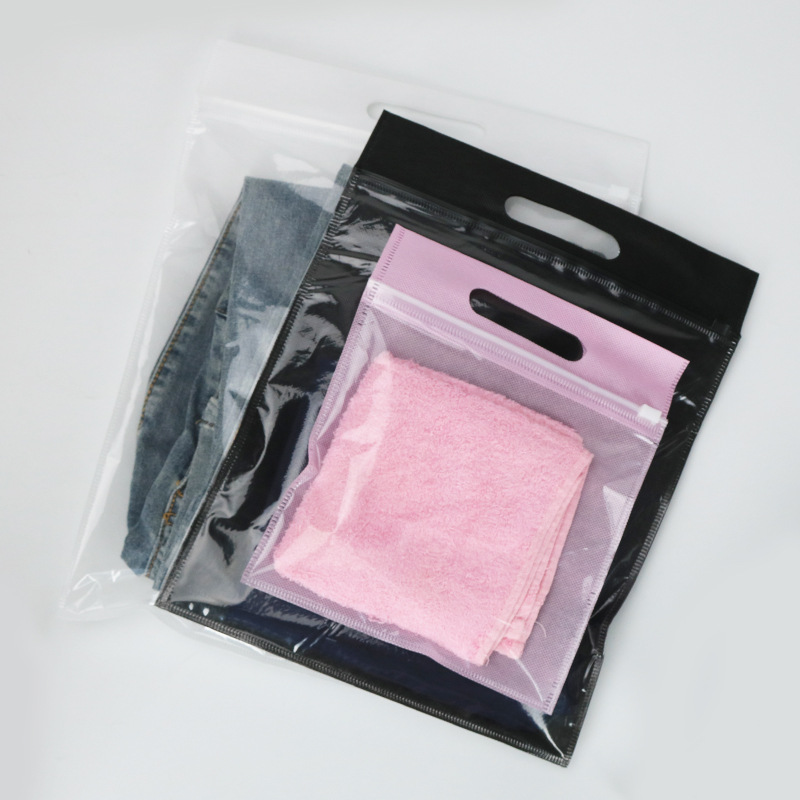 Spot non-woven zipper bag handbag clothing packaging bag wholesale self-sealing bag non-woven transparent zipper bag