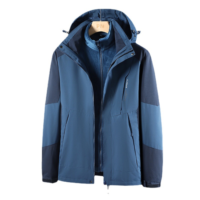 Couple's Rush Clothes Men's and Women's Three-in-One Removable Windproof Waterproof Velvet Thickened Breathable Warm Outdoor Ski Suit