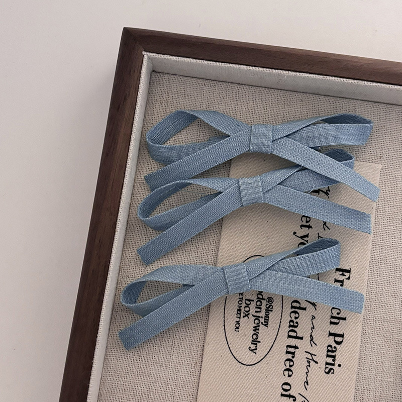 Set di forcine con fiocco in denim, clip laterale per la parte posteriore della testa, clip piccola e squisita, clip piccola_voghion.com