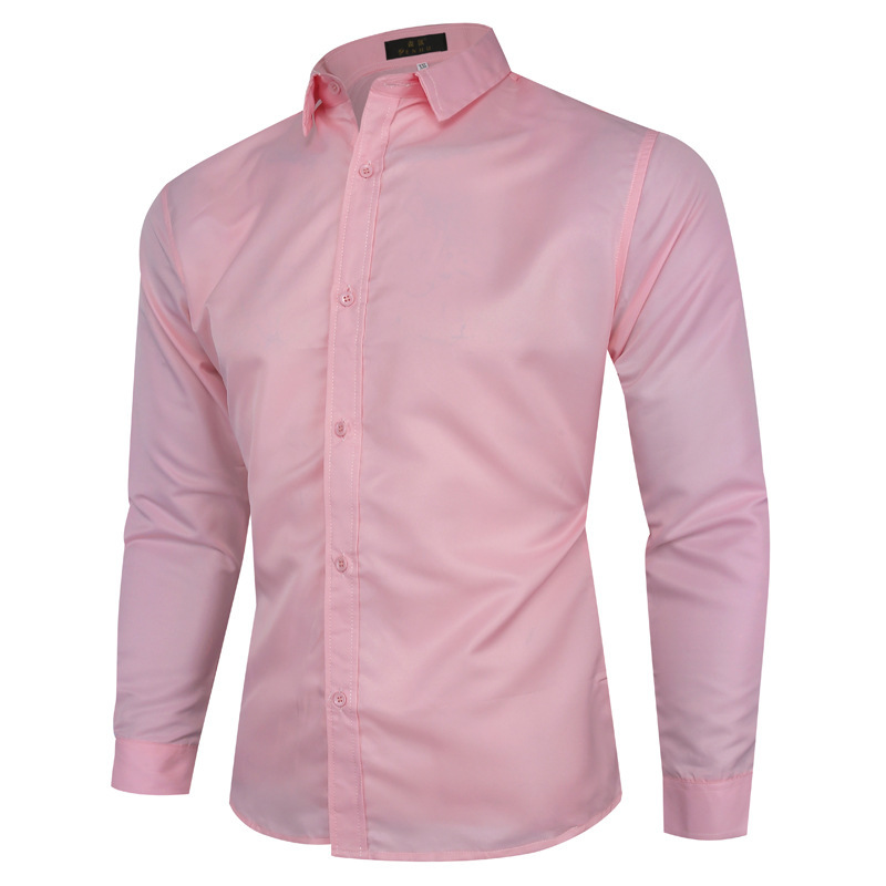 2023 foreign trade clothes fashion solid color large size men's long sleeve shirt Four Seasons business casual shirt eBay wholesale