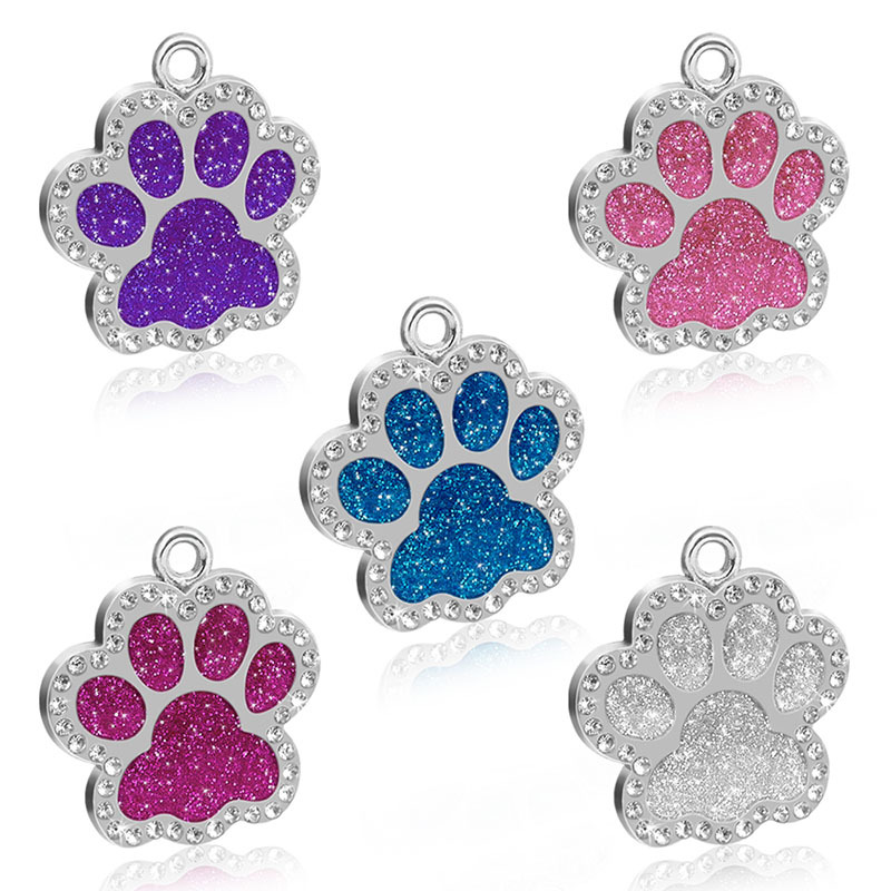 Manufacturers first-hand supply zinc alloy pet tag diamond large footprint collar anti-lost identification card