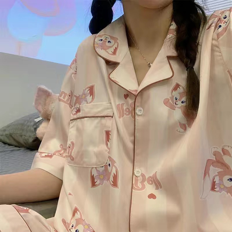 Ice Silk Pajamas Women's Summer 2023 New Summer Korean Style Outwear Short Sleeve Shorts Thin Home Wear Suit
