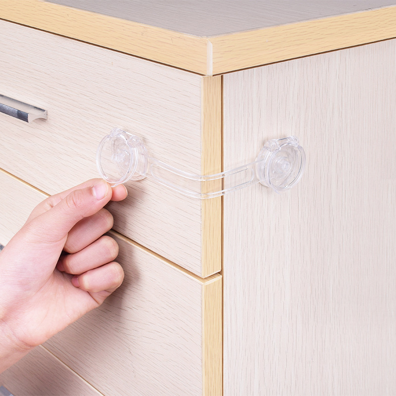 Transparent long lock child safety lock baby drawer lock child anti-open door cabinet door refrigerator lock