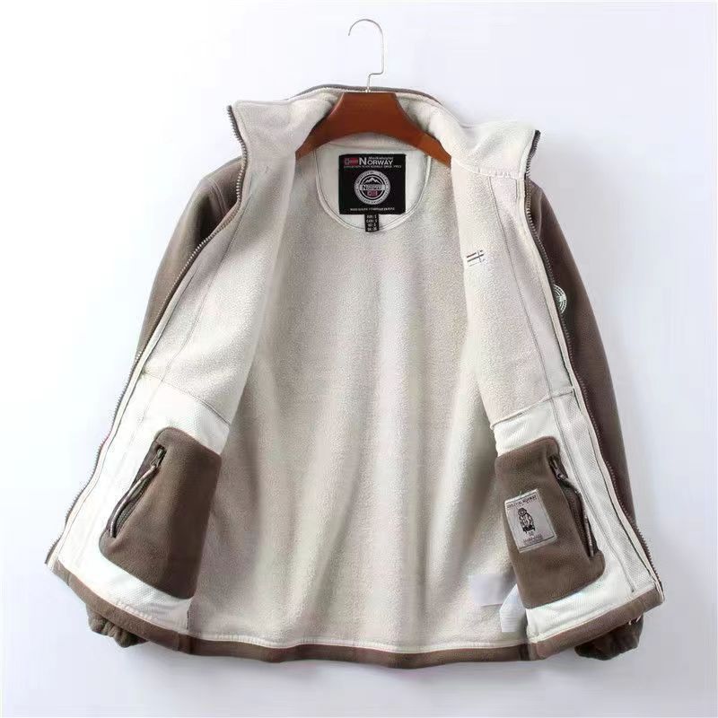 Export Norway single plus velvet padded double-sided polar fleece coat men's autumn and winter warm casual loose large size coat