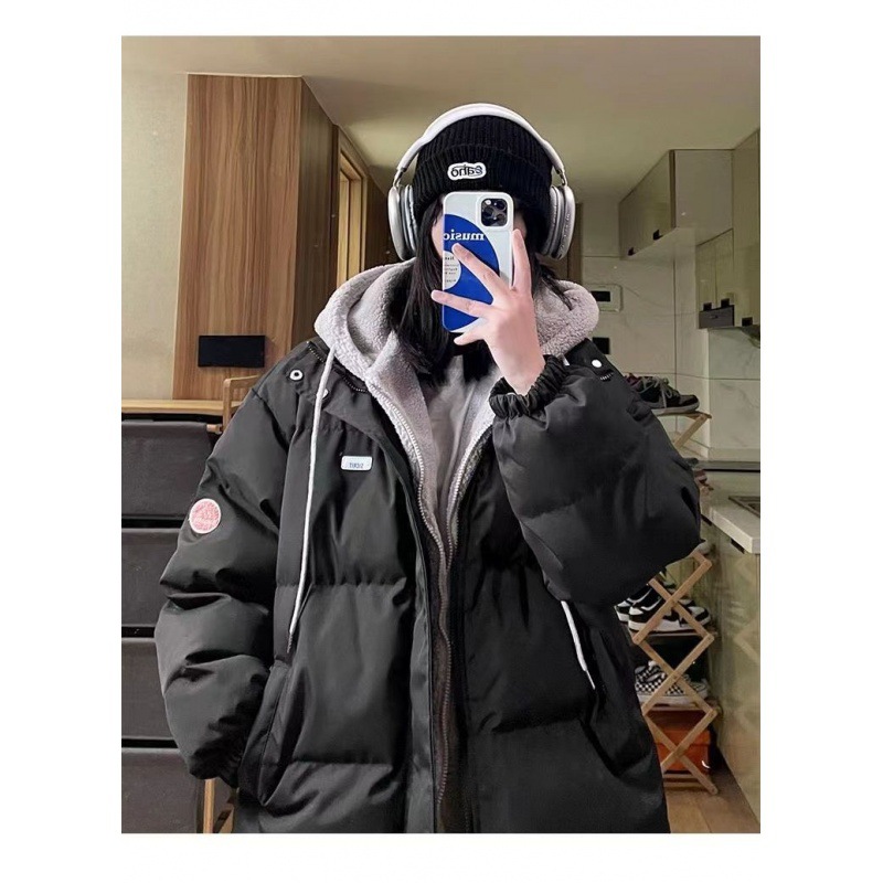 Cappotto corto imbottito in cotone con cappuccio spesso abbinato in stile coreano da donna, invernale, per studenti, alla moda_voghion.com