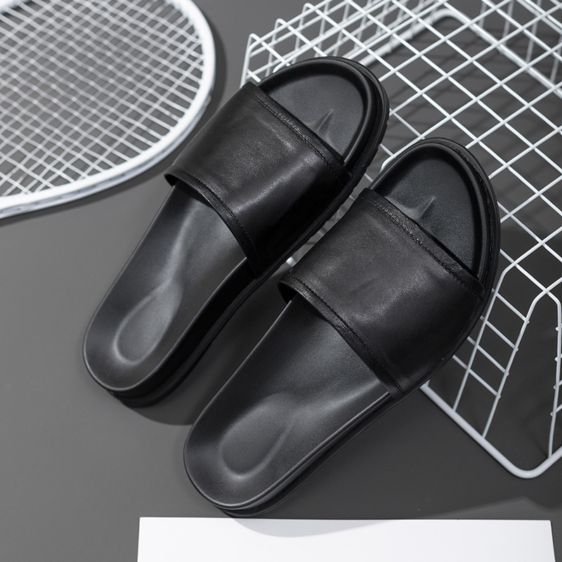 Genuine Leather Slip Flops 2023 New Men's Summer Outer Wear Slippers Outdoor Non-Slip Korean Style Distinctive Outer Beach Shoes