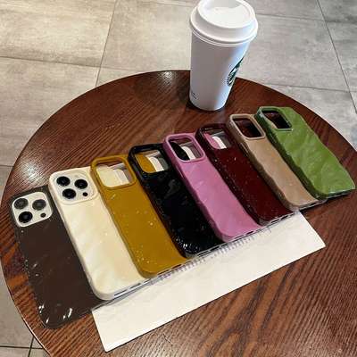 Three-dimensional pleated pattern for iPhone14pro max phone case solid color Apple 16 new 14/13 simple style