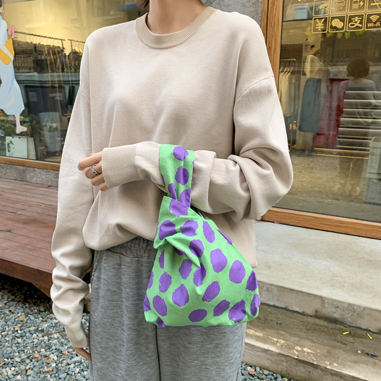 Wrist bag poplin cotton and linen fabric small fresh coin purse walking bag key bag Japanese style and style ins style