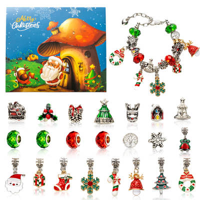 New Christmas Blind Box Set Snowflake Oil Drop Beaded Bracelet Cute Christmas Old Man Bell Christmas Tree Accessories