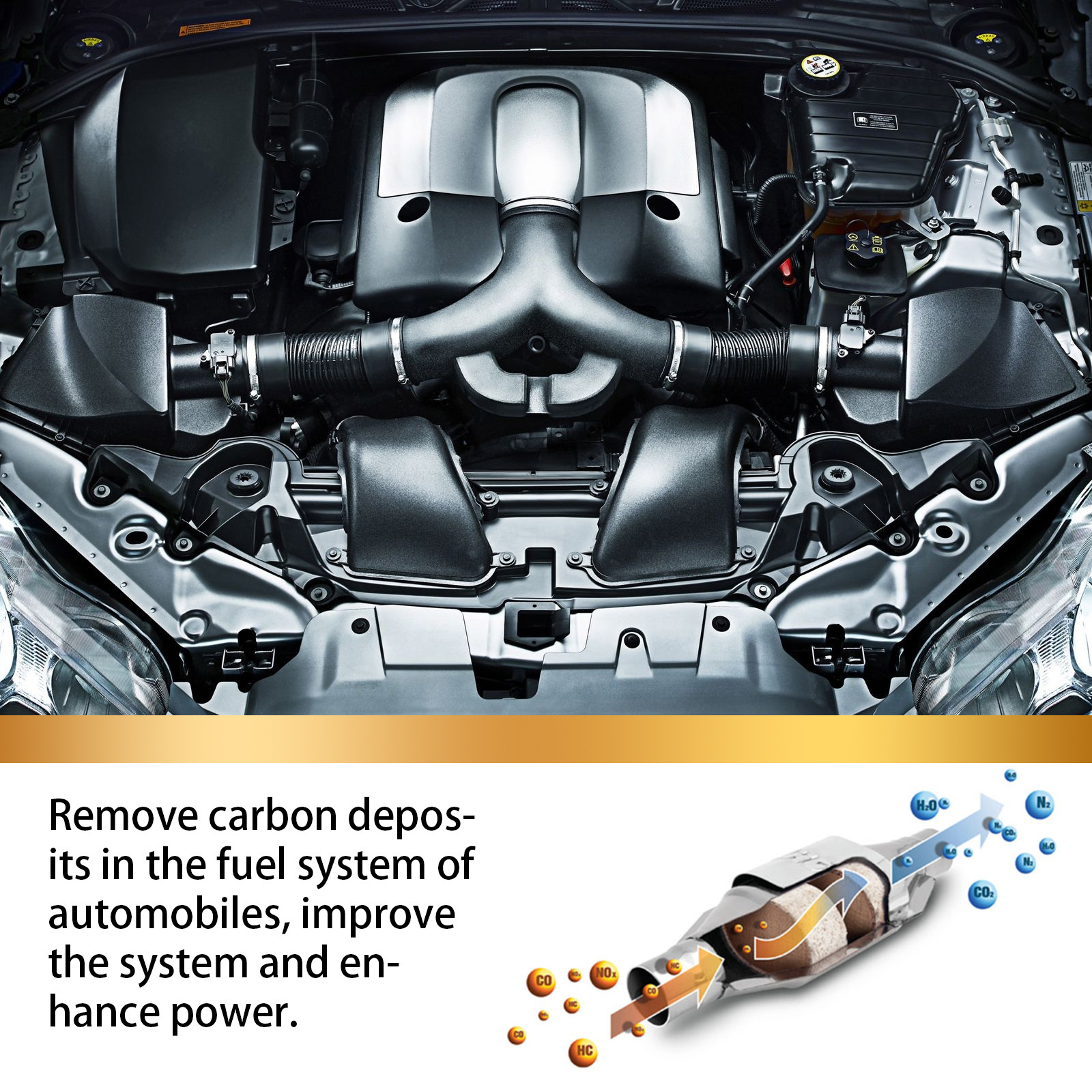 Three-way catalytic cleaner engine internal disassembly-free cleaning exhaust gas carbon removal cleaning agent