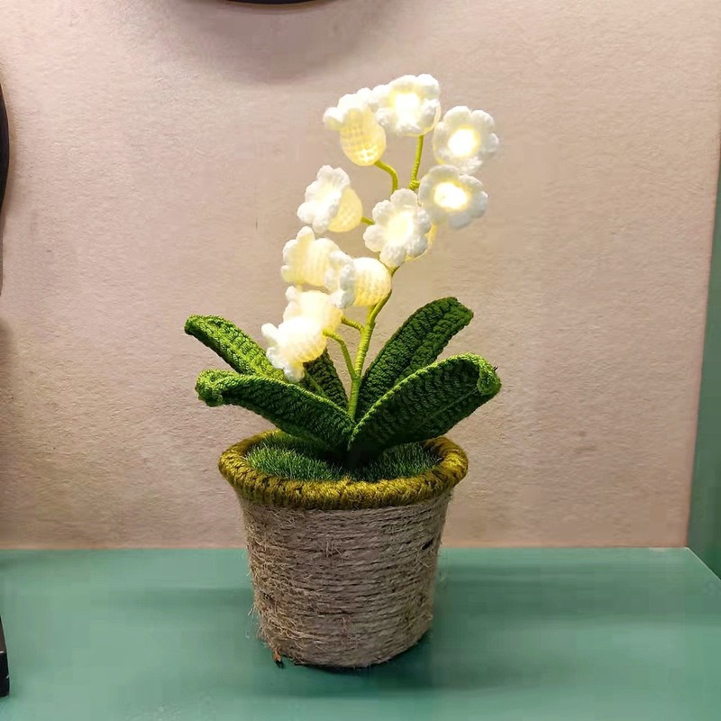 クリエイティブ手作りニットチューリップ鉢植えウールフック花屋内装飾飾りオフィス文化シミュレーション花|undefined