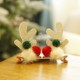 Golden pink green ball antler clip