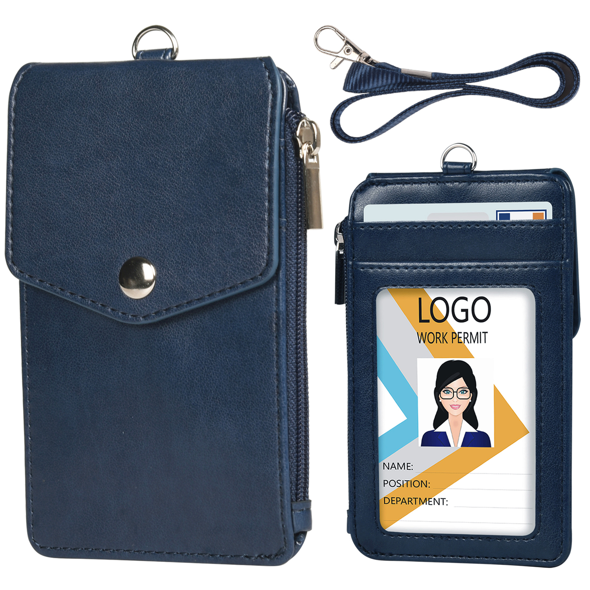 PU badge vertical multi-card position factory card men's and women's work card leather simple card holder student ID card holder in stock