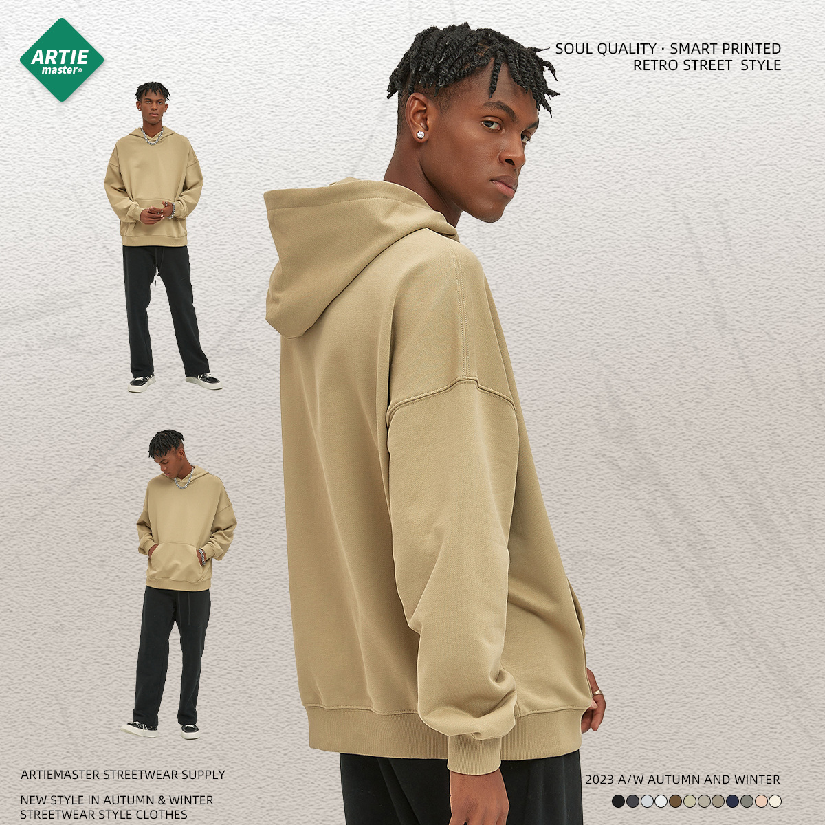 New men's and women's same polar fleece fleece-lined hooded sweater 400g casual sweater