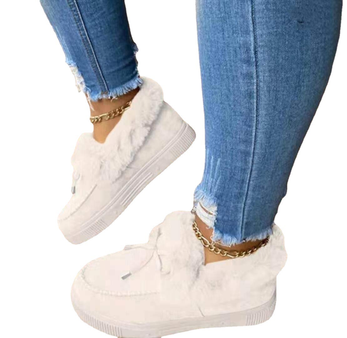 Loafers women's 2021wish Amazon winter New Round toe fleece-lined thick warm cotton-padded shoes thick-soled snow boots