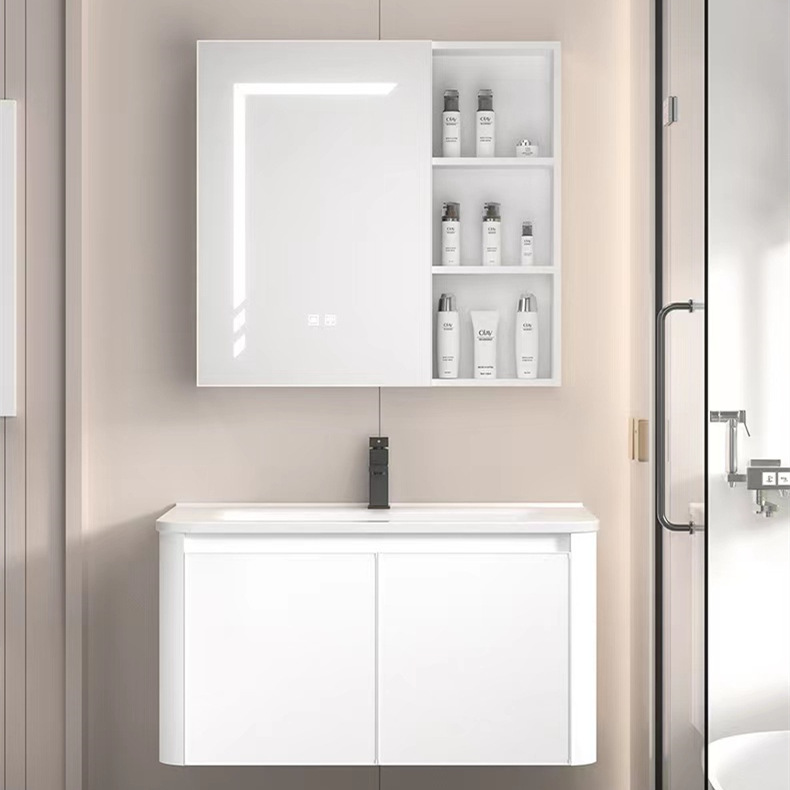 Carbon Fiber Rounded Bathroom Cabinet Combination Bathroom Facial Wash Basin Cabinet Integrated Ceramic Wash Sink Sink Simple