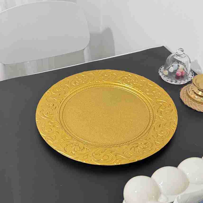 2022 new European style pattern plate mat vintage banquet plate banquet plate handmade design electroplating advanced plate