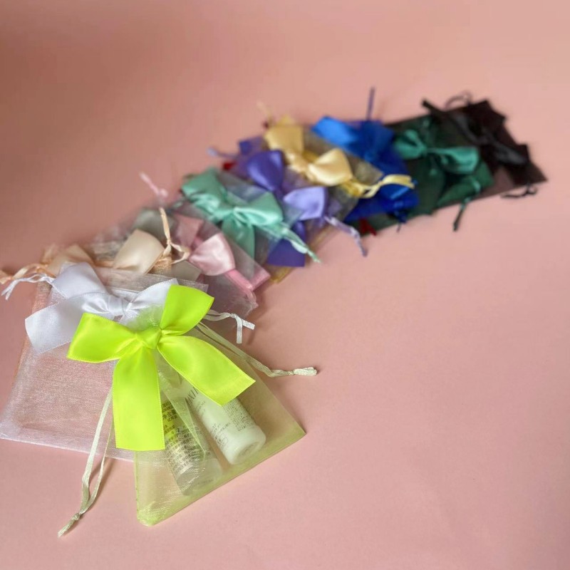 In stock design organza storage bag translucent gift bag sweet bow mesh bag