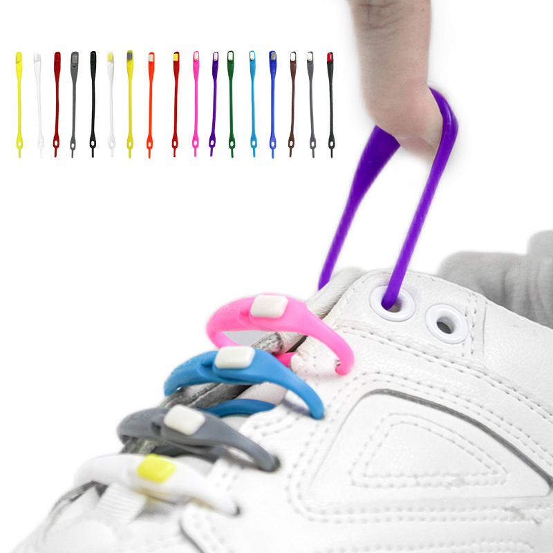 Factory direct spot bulk square silicone lazy shoelaces for adults and children universal free elastic silicone shoelaces