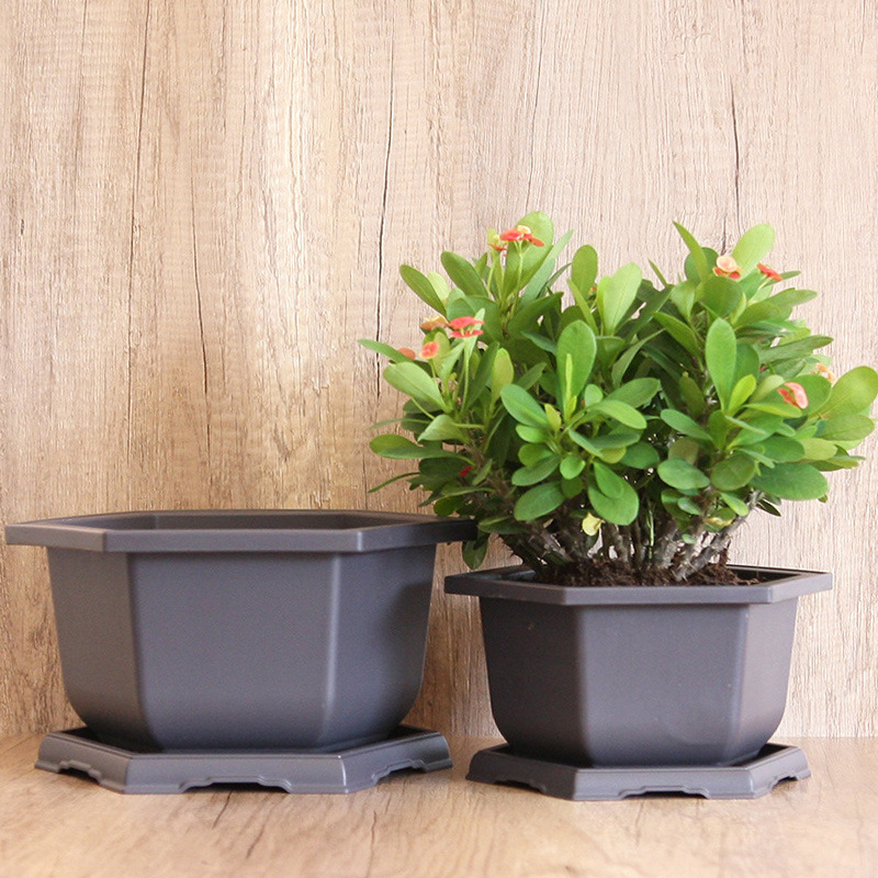 Wholesale generation hair imitation purple sand flower pot plastic thickened hexagonal orchid flower pot rectangular bonsai pot fleshy flower pot