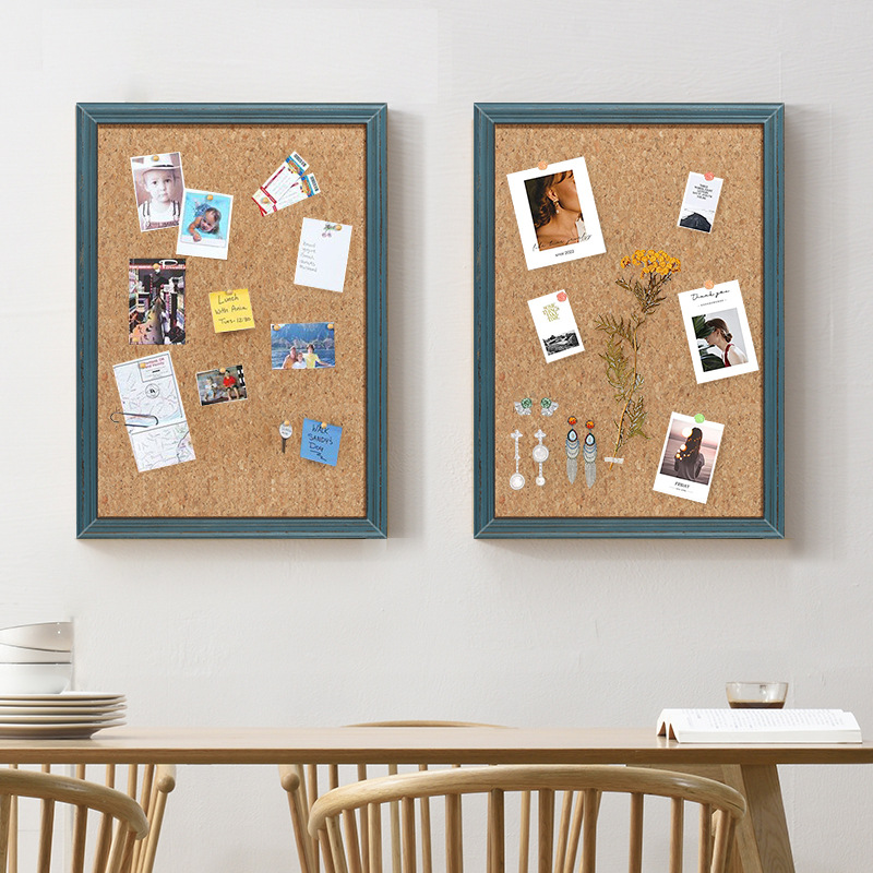 Retro frame cork board wall hanging photo wall bulletin board office classroom home decoration wooden frame photo display board