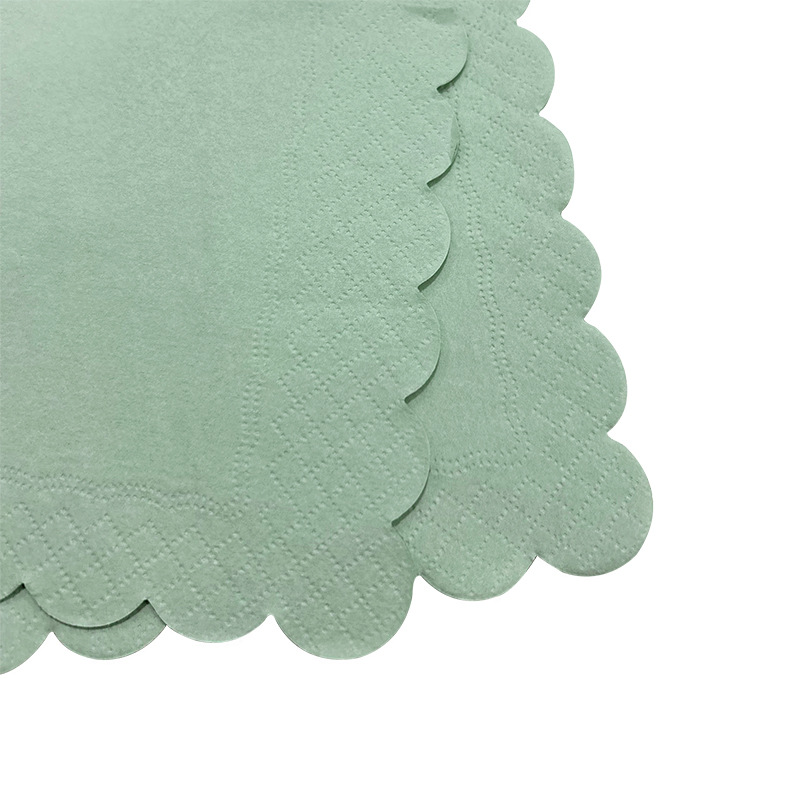 Double-sided dyed tissue cocktail fan lace western restaurant custom bronzing logo cross-border foreign trade in stock wholesale