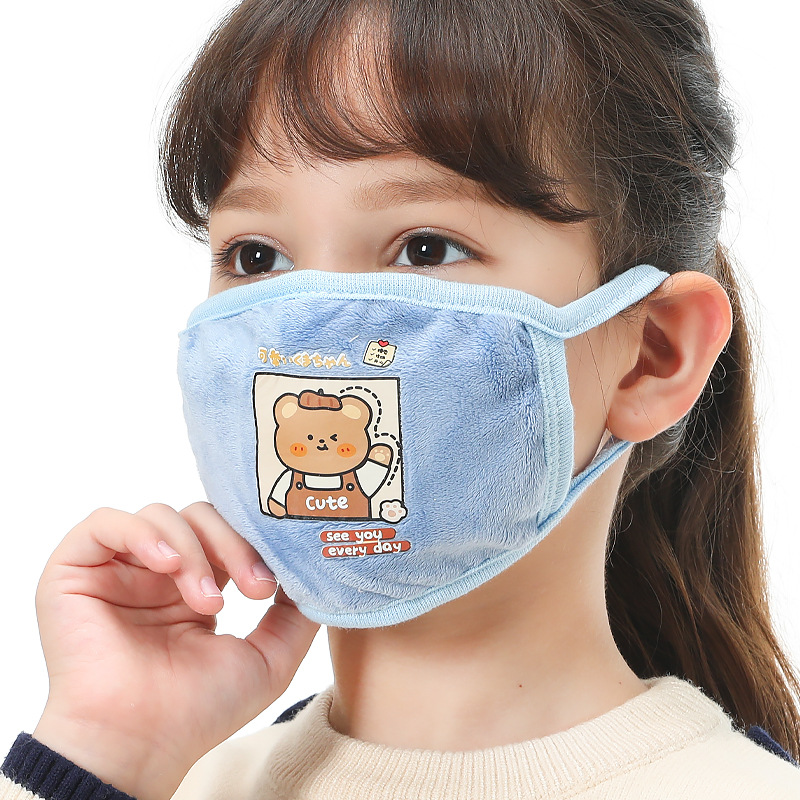 Autumn and Winter New Korean Fashion Children's Cartoon Animal Printed Mask Flannelette Warm Cold-proof Mask for Boys and Girls