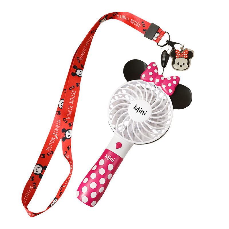 Cartoon Mickey luminous small fan portable USB charging handheld mini student portable fan Big Wind