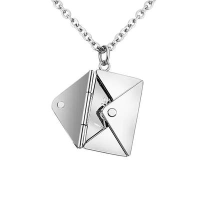 European and American style envelope necklace titanium steel lettering love letter cross-border envelope pendant creative design lovers Net red necklace