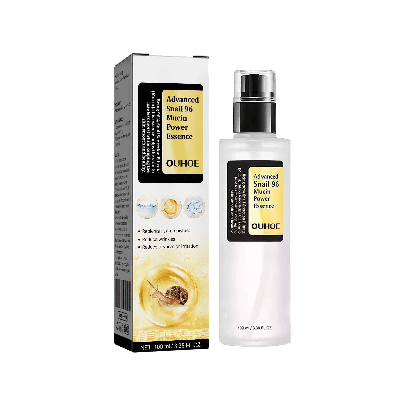 OUHOE Snail 96 collagen power essence repair skin barrier moisturizing fade black spots spots