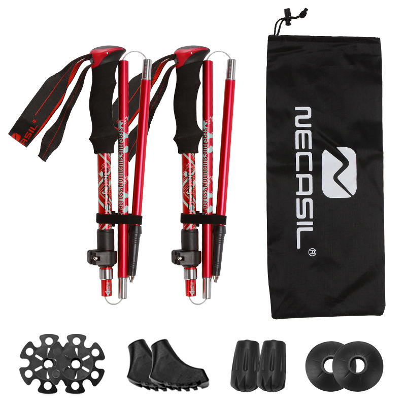 Outdoor Climber Stick Foldable Telescopic Stick Multifunctional Crutch Travel Stick Aluminum Alloy N82 Set