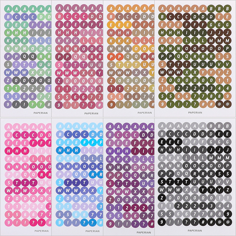 South Korea goo card round letter sticker cute color gradient self-adhesive hand account English letter sticker sticker