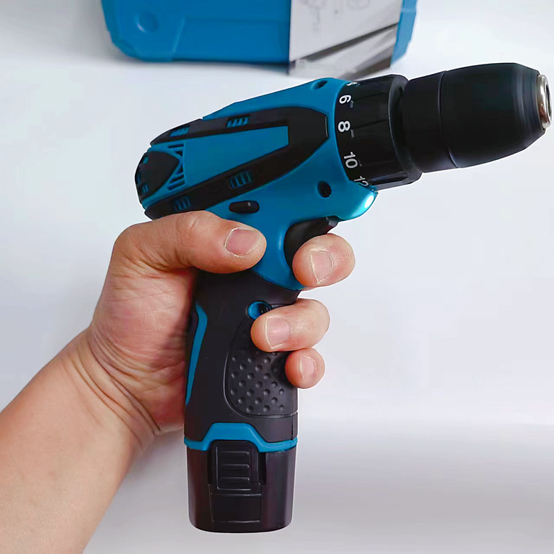 Blue 12V rechargeable drill lithium battery multifunctional electric drill set accessories household multifunctional screwdriver electric screwdriver