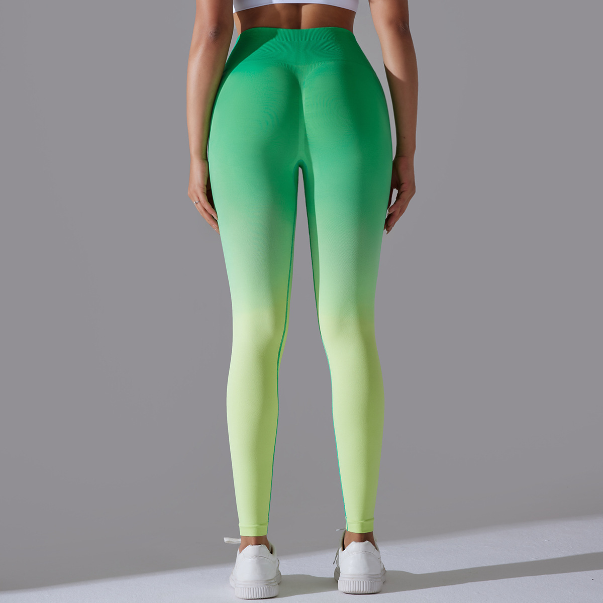 Cross-border European and American Amazon seamless knitted candy gradient tight high waist hip lifting yoga pants sports fitness pants for women