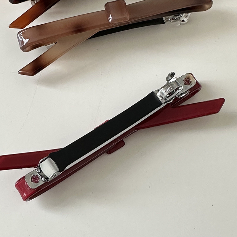 Korean Bow Hairpin Cyber Celebrity Acetic Acid Hairpin Back Head Spring Clip Advanced Sense Bangs Hair Accessories for Women