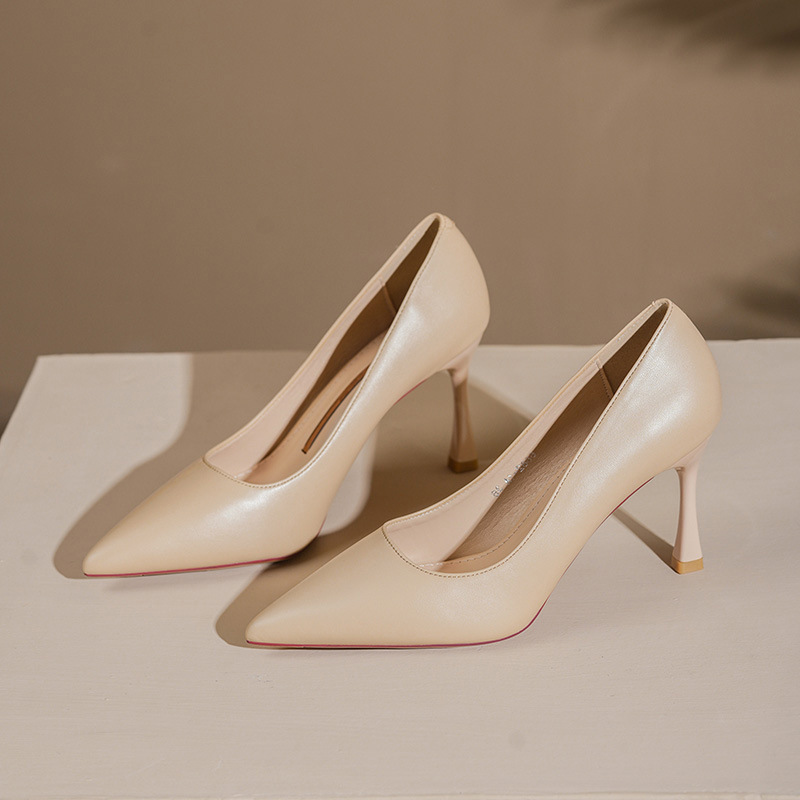 6682-A1 Spring New Nude Commuter Professional Temperament All-match Phnom Peng Strip Comfortable Not Tired Women's High Heels