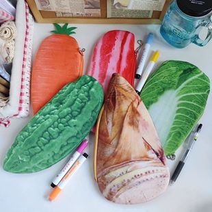 South Korea creative personality student 3D simulation ingredients vegetable plush pencil case large pencil case student stationery wholesale