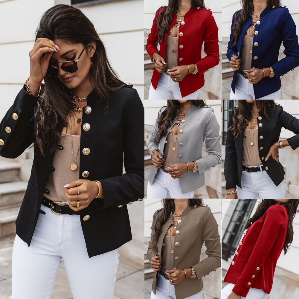 2023 cross-border eaby Amazon explosions Europe and the United States long sleeve slim breasted small short suit jacket