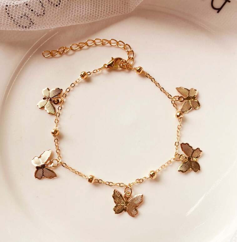 Europe and the United States cross-border metal jewelry new beach anklet hollow butterfly pendant handmade anklet accessories spot wholesale