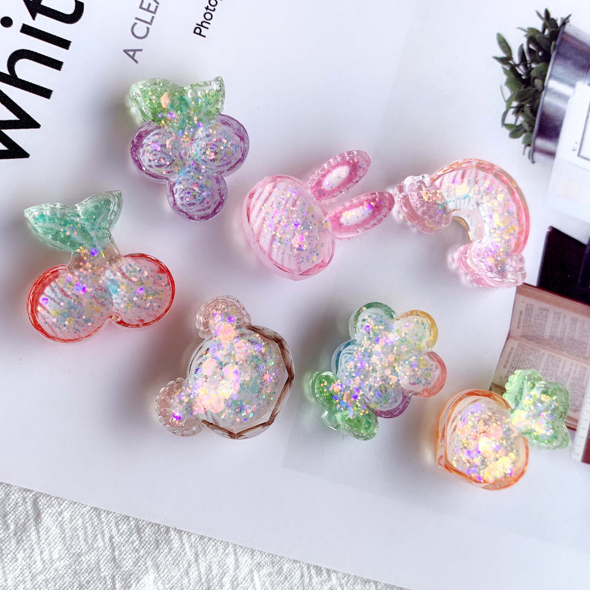 Glitter sequins sunflower cut surface hand-painted rainbow AB glue accessories diy cream glue phone case hair clip material