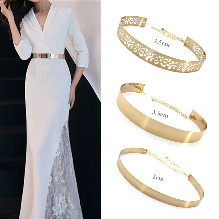 European and American Women's Mirror Metal Waist Chain Decoration Evening Dress Skirt Fashion Iron Waist Seal Women's Matching Suit Shirt