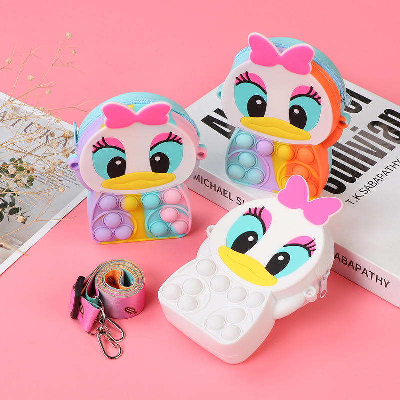 Cross-border hot-selling cartoon silicone bag children's shoulder diagonal bag bubble silicone coin purse children's clothing bag wholesale