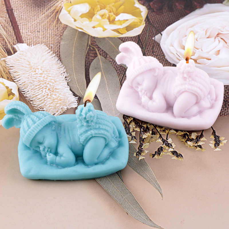Irregular Baby Aromatherapy Candle Mold Sleeping Angel Baby Gypsum Mold Ornaments Handmade Soap Silicone Mold