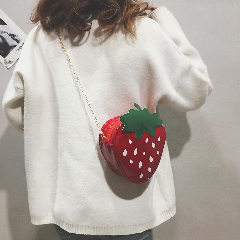 Bag Women's New Fashionable Korean-style Chain Cartoon Girls ins Super Popular All-match Strawberry Crossbody Shoulder Bag